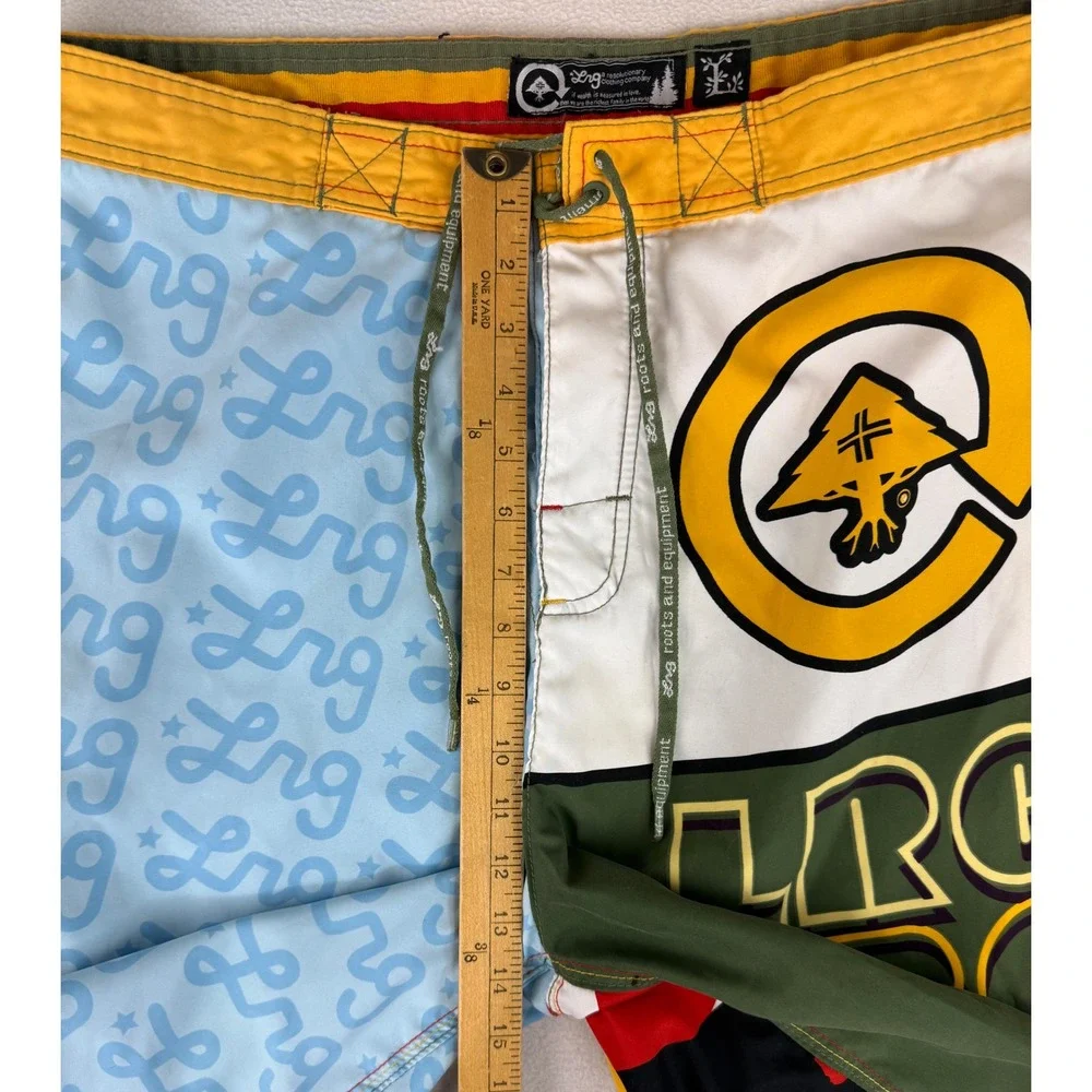 LRG Board Shorts Mens 38 Multicolor Colorblock Logo Print Streetwear Swim Trunks